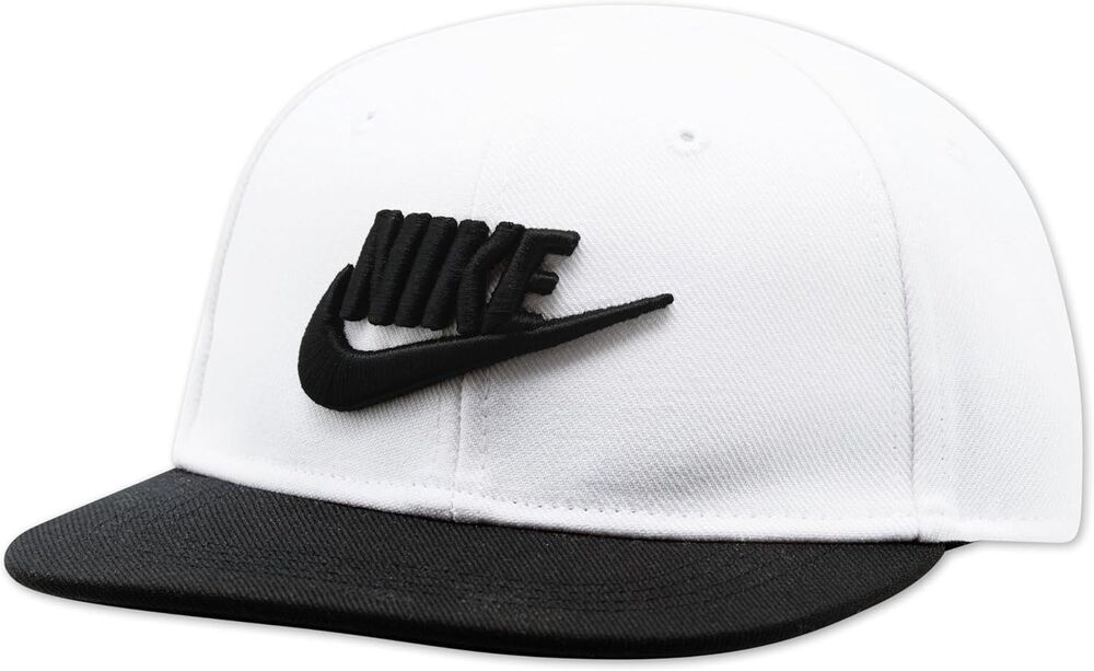 Nike Futura Kids White Black Flat Brim Adjustable Snapback Logo Hat Size 2-4T